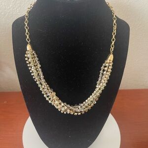 Gold Multi-Strand Crystal Statement Necklace - Women Jewelry